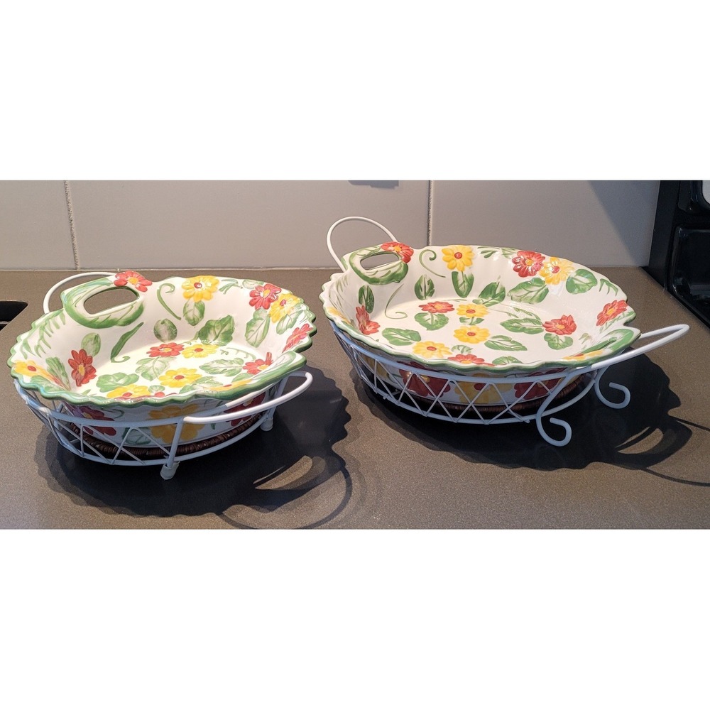 Temp-tations Presentable Ovenware by Tara Floral‎ Handled Bakers w/ Basket Set